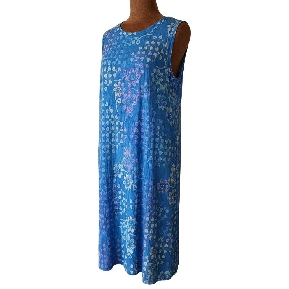 Vintage Global Village Sleeveless Tank Dress Size M Casual Rayon Lightweight